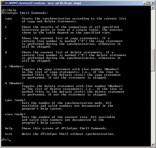 JFileSync Shell